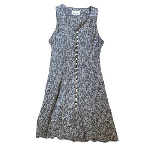 Vintage Lisa Joe Blue Floral Dress With Pearl Buttons small